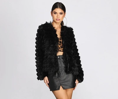 Open Yarn Fringe Jacket