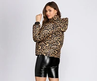 Leopard Print Puffer Jacket