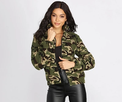 Now You See Me Faux Fur Camo Jacket