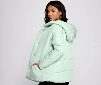 Lightweight Nylon Hooded Puffer Jacket