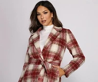 Chic Plaid Belted Coat