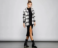 Falling For Cozy Vibes Plaid Sherpa Jacket