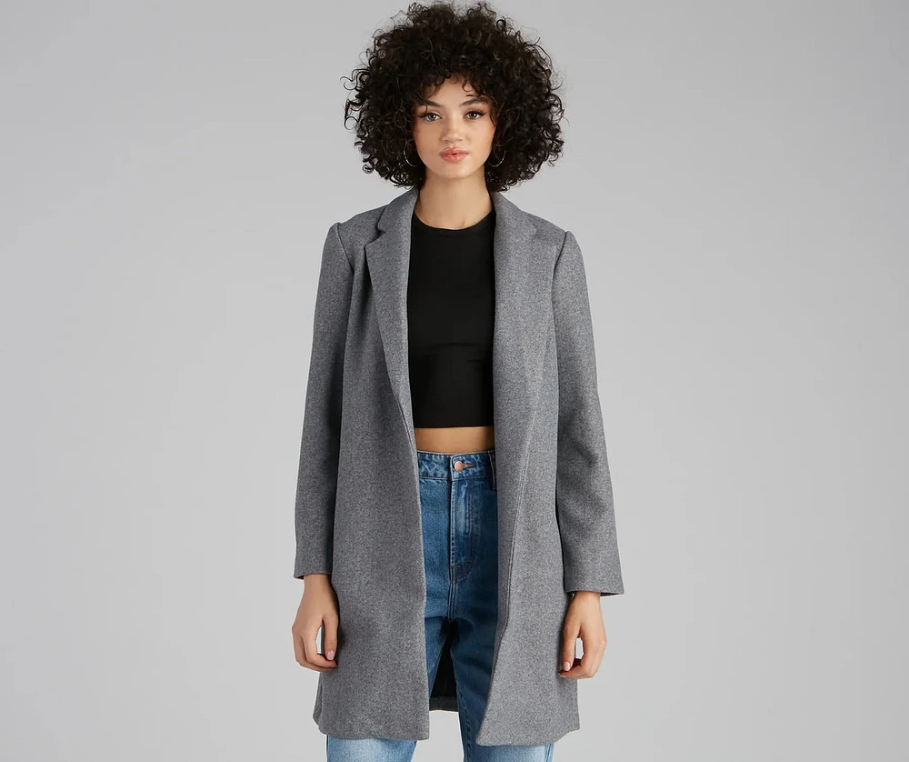 New York Faux Wool Trench Coat