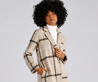 City Bound Plaid Faux Wool Coat