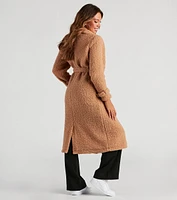 Locking Knit Down Sherpa Long Trench Coat