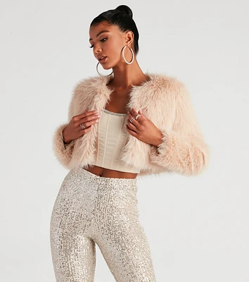 Style Diva Faux Fur Crop Jacket