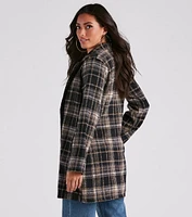 City Girl Plaid Faux Wool Coat