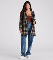 City Girl Plaid Faux Wool Coat