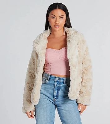 Top Trendsetter Textured Faux Fur Coat