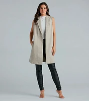 Invested To Style Faux Wool Long Vest