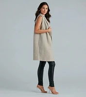 Invested To Style Faux Wool Long Vest