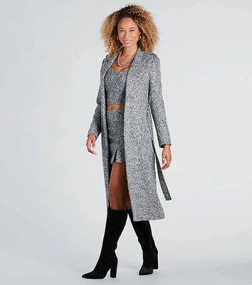 Uptown Girl Tweed Belted Trench Coat