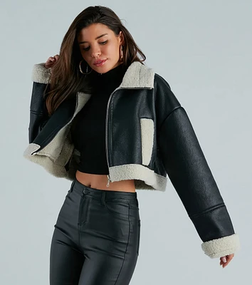 City Slicker Faux Leather Sherpa Lined Jacket