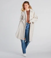 Setting Trends Faux Wool Houndstooth Long Shacket