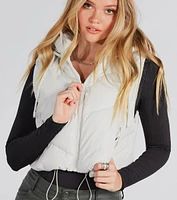 Hit The Slopes Faux Leather Puffer Vest