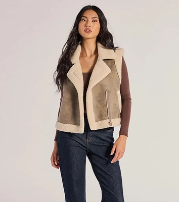 Luxe And Cozy Faux Sherpa Trim Oversized Vest