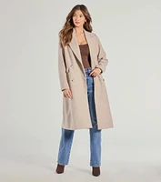 Refined Glamour Oversized Faux Wool Trench Coat