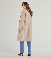 Refined Glamour Oversized Faux Wool Trench Coat