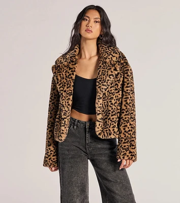 Luxe Glam Leopard Print Faux Fur Jacket