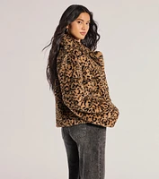 Luxe Glam Leopard Print Faux Fur Jacket