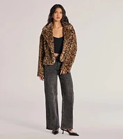 Luxe Glam Leopard Print Faux Fur Jacket