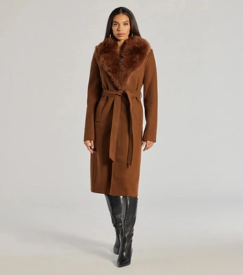 Lavish Layers Faux Wool Trench Coat