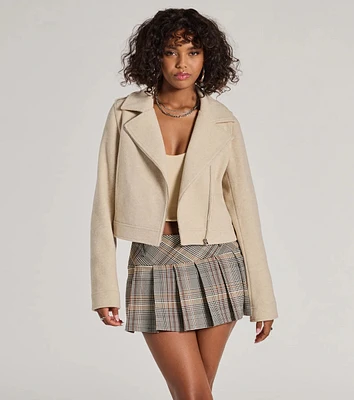 Cool Chic Vibe Faux Wool Moto Jacket