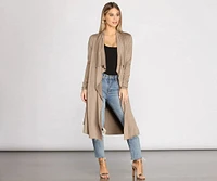 On The Town Suede Trench