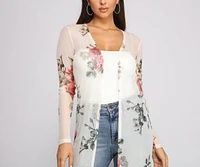 Flowy Floral Mesh Duster