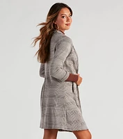 City Style Plaid Long Line Blazer