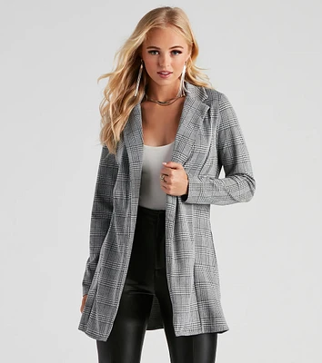 City Walk Houndstooth Plaid Blazer