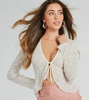 Boho Daze Long Sleeve Tie-Front Lace Top