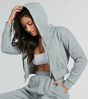 On Point Cutie Zip Up Crop Fleece Hoodie