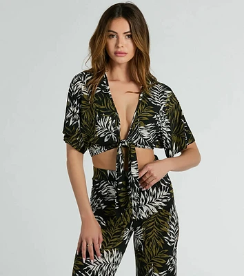 Living The Palms Tie-Front Crop Top