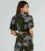 Living The Palms Tie-Front Crop Top