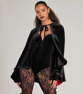 Spooky And Sultry Velvet Hooded Cape