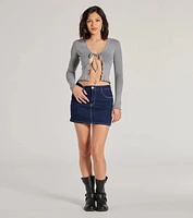 Major Crush Ribbed Knit Tie-Front Cardigan