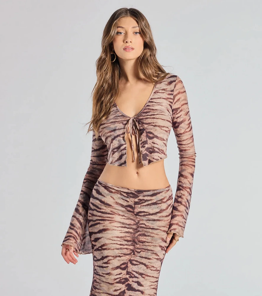 Strut It Out Abstract Zebra Tie-Front Top