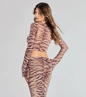 Strut It Out Abstract Zebra Tie-Front Top