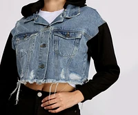 On The Road Denim Cropped Hoodie