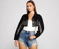 Trendy Glam Cropped Denim Jacket