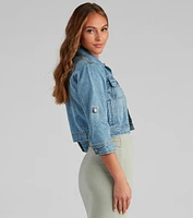 Cute And Classic Cuffed Denim Jacket