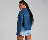 Trendy Vibes Cropped Denim Shacket