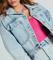 Don't Waist Time Crop Denim Jacket