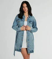 Crushin' It Belted Denim Trench Jacket