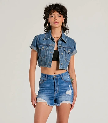 Cool Impression Short Sleeve Denim Jacket