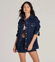 Admirable Aesthetic Oversized Long Sleeve Denim Shacket