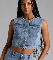Trendy Mood Cropped Denim Vest