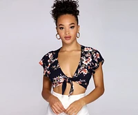 Flutter With Floral Tie Front Top