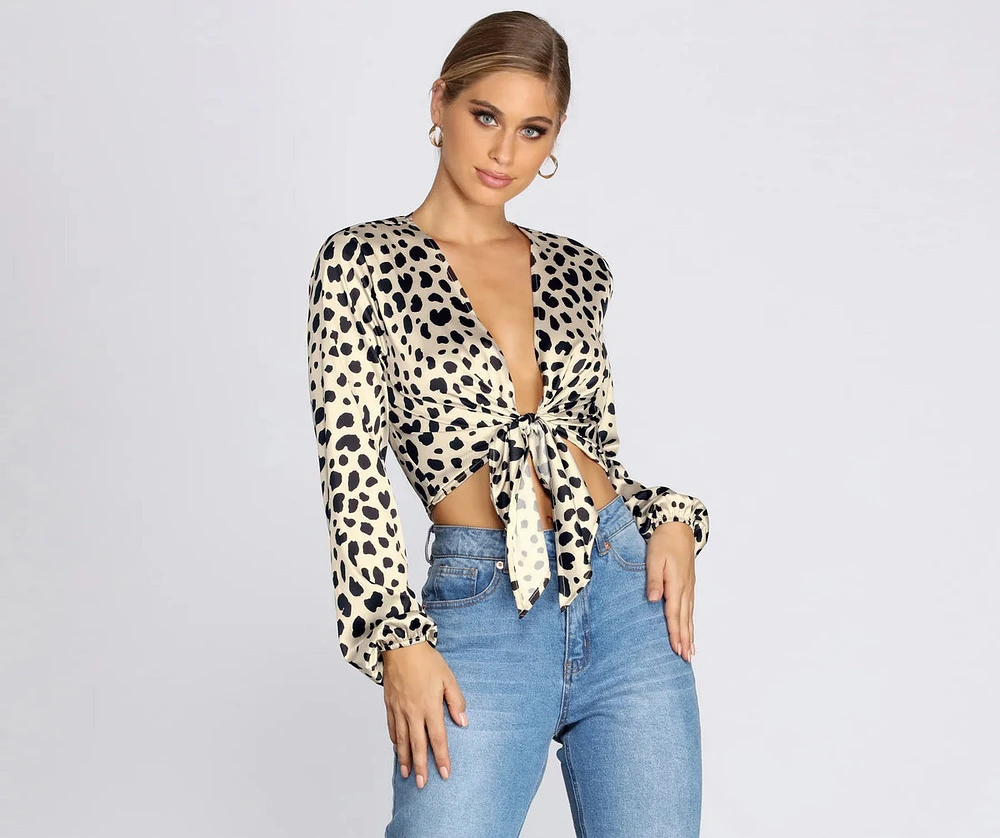 A Leopard Obsession Tie-Front Top